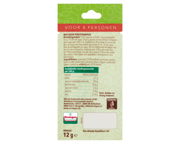 Mix voor Stamppot Prei - Zakje