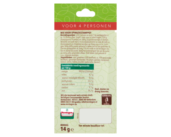 Mix voor Stamppot Spinazie - Zakje