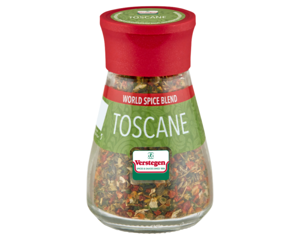 De melange is scherp, kruidig, fris en zoet World Spice Blend - Toscane - Glazen strooier