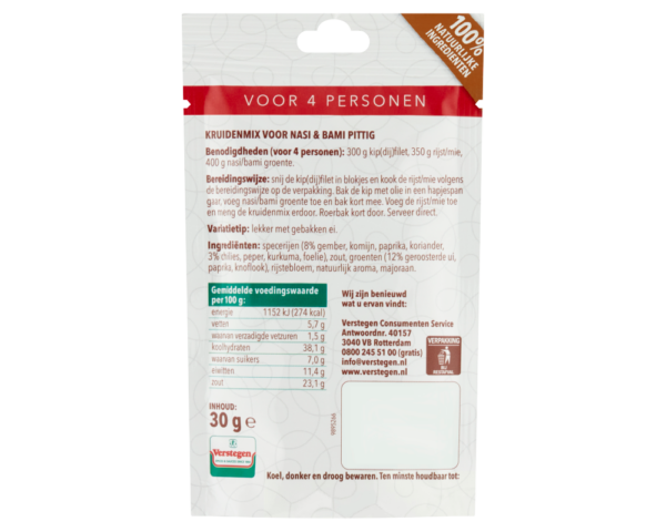 Kruidenmix voor Nasi & Bami pittig (4 personen) - Zakje